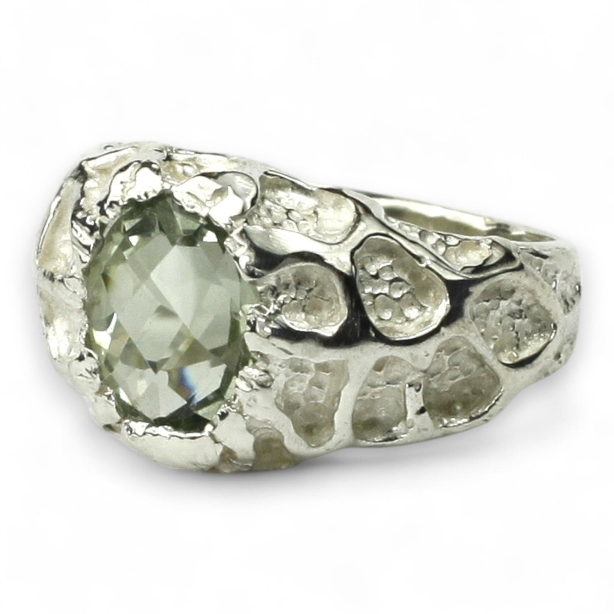 グリーンアメジスト（プラシオライト）、925スターリングシルバー