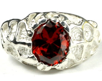 Garnet CZ, 925 Sterling Silver Men's Ring, SR168