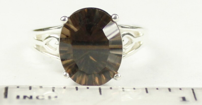 5.48 Carat Genuine Smoky Quartz .925 Sterling Silver Ring