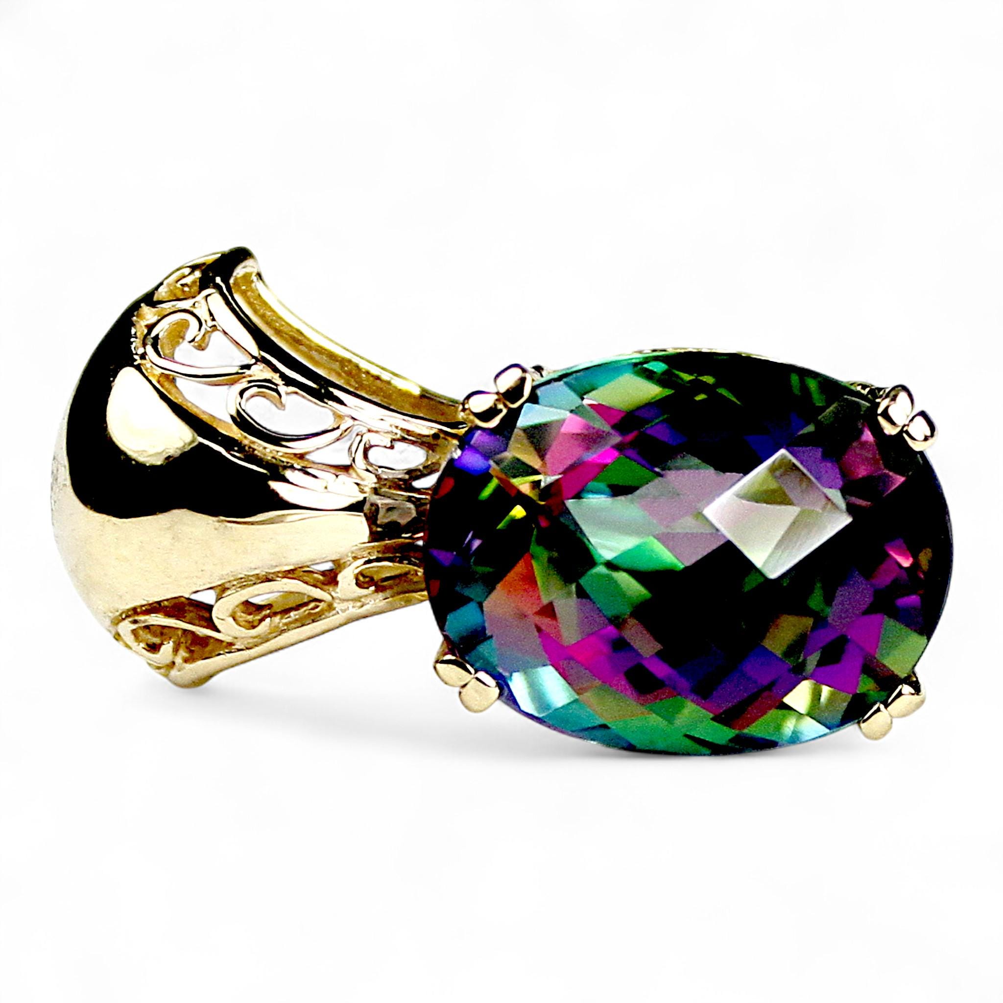 Topaze de feu mystique, pendentif en or 14 carats, P050