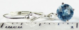Orecchini Pendenti In Zirconia Cubica Blu Cielo E Cristallo, Placcati Rodio, Lunghezza 30 Mm
