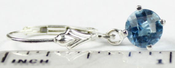 Orecchini Pendenti In Zirconia Cubica Blu Cielo E Cristallo, Placcati Rodio, Lunghezza 30 Mm