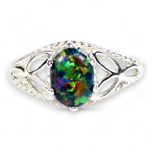 Black Opal, 925 Sterling Silver Ring, SR137