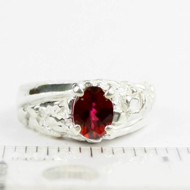 Crimson Fire Topaz SR368 925 Sterling Silver Men/'s Ring