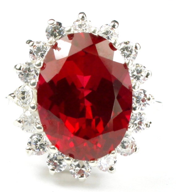 Created Ruby 925 Sterling Silver Royal Engagement Ring Sr310