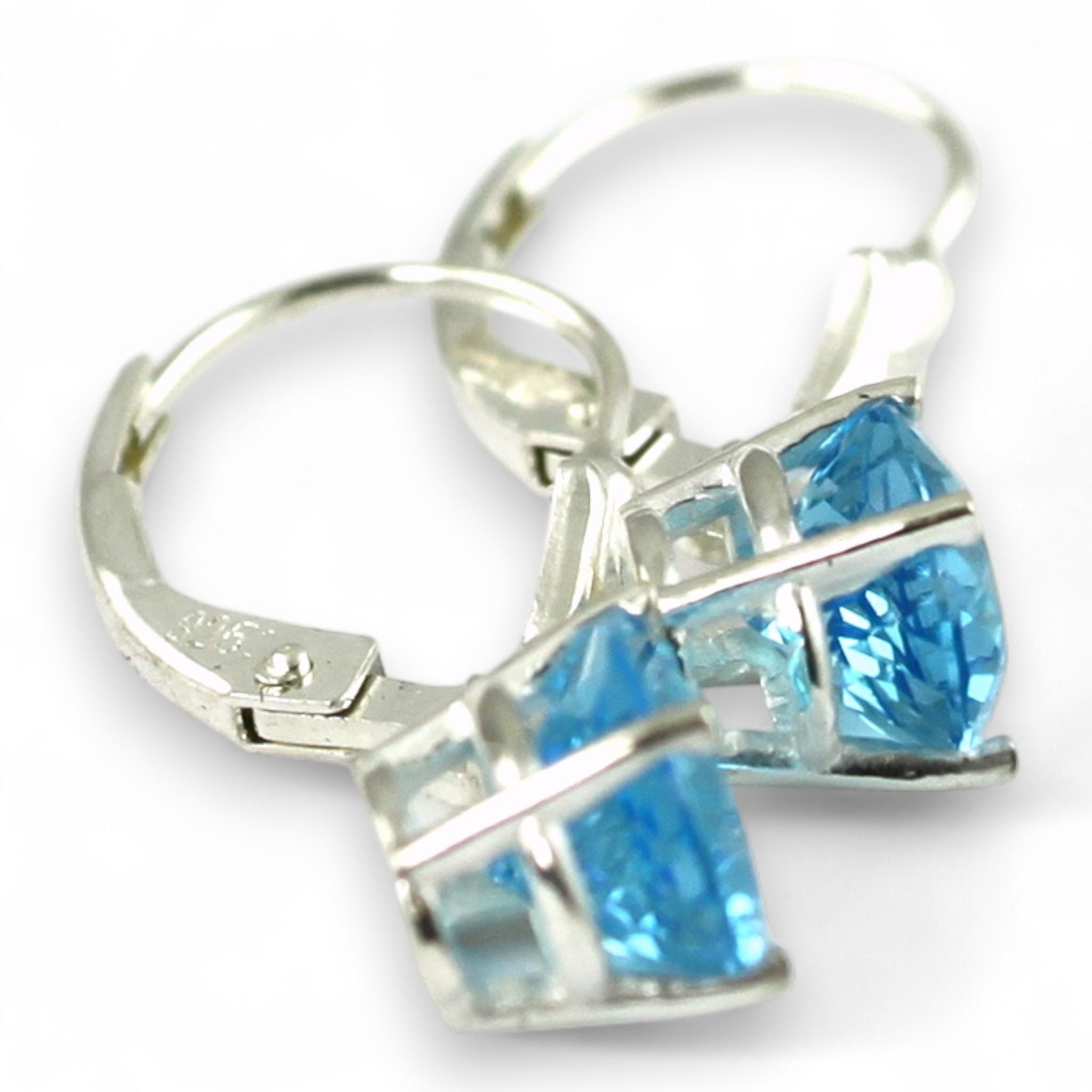 Swiss Blue Topaz, 925 Sterling Silver Leverback Earrings  925 Sterling Silver with 7.56 Cttw Swiss Blue Topaz Leverback Drop Earrings main image 1