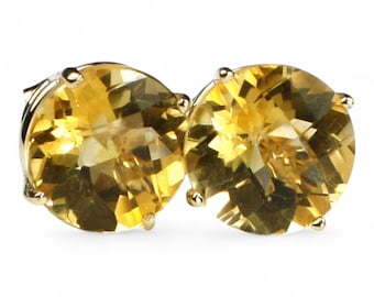 Citrine, 14KY Gold Post Earrings, E212