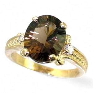 Smoky Quartz, 14KY Gold Ring, R136