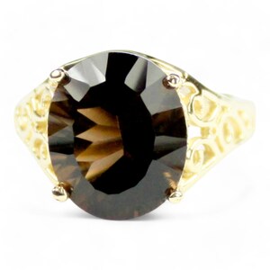 Smoky Quartz, 18KY Gold Ring, R057