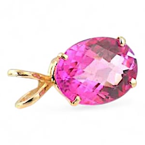 Pure Pink Topaz, 14KY Gold Pendant, P004