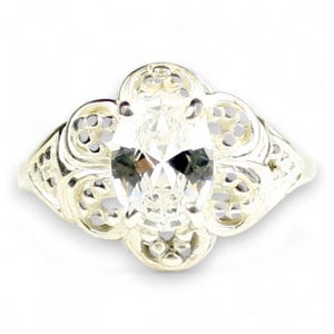 Cubic Zirconia (White CZ), 925 Sterling Silver Ring, SR125