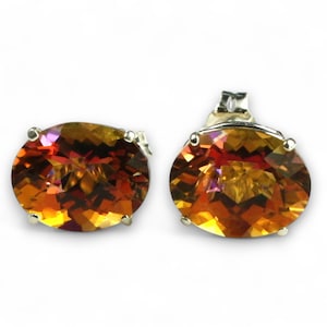 Twilight Fire Topaz, 925 Sterling Silver Post Earrings, SE102