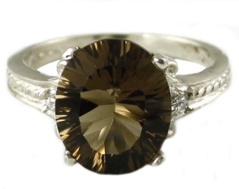 Smoky Quartz, 925 Sterling Silver Ring, SR136