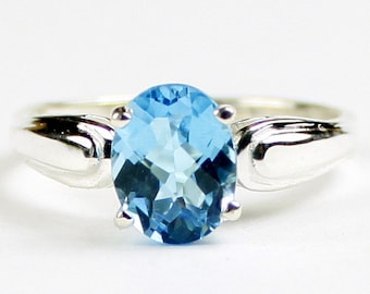 Swiss Blue Topaz, 925 Sterling Silver Ring, SR058