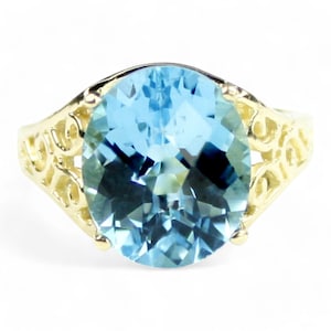 Schweizer Blautopas, 18KY Goldring, R057