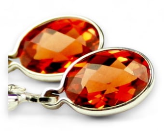 Padparadscha Sapphire, 925 Sterling Silver Leverback Earrings, SE001