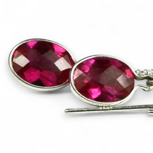 Ruby, 925 Sterling Silver Threader Earrings, SE005