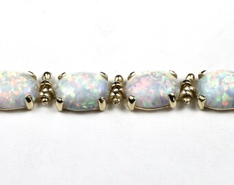 K10YG｜ホワイトオパール ゴールドリンクブレスレット 人工ホワイトオパール、10KYゴールドブレスレット、B003C - Etsy 日本