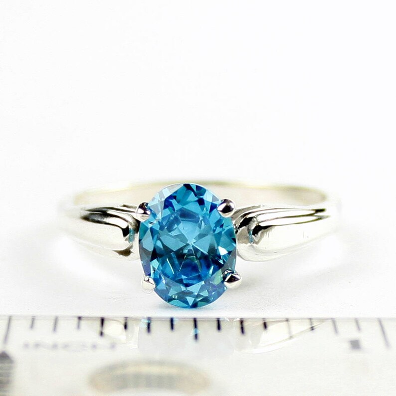 Glacier Blue CZ, 925 Sterling Silver Ring, SR058 image 5