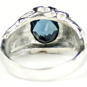 London Blue Topaz, 925 Sterling Silver Men's Ring, SR168 image 4