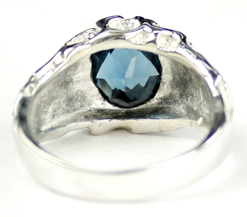 London Blue Topaz, 925 Sterling Silver Men's Ring, SR168 image 4