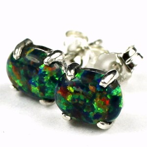 Gemaakt Black Opal, 925 Sterling Silver Post Oorbellen, SE002C