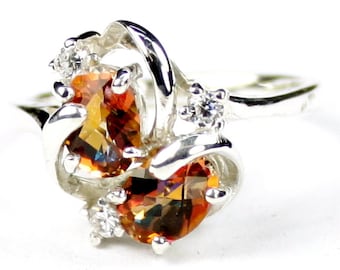 Twilight Fire Topaz, 925 Sterling Silver Ladies Ring, SR016