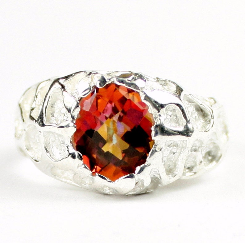 Twilight Fire Topaz 925 Sterling Silver Men's Ring SR168 Etsy