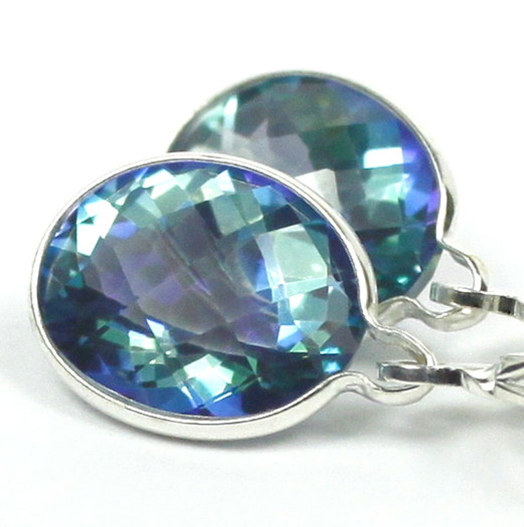 Neptune Garden Topaz 925 Sterling Silver Leverback Earrings Etsy