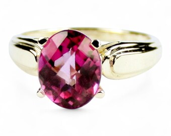 Pure Pink Topaz, 10Ky Gold Ring, R058