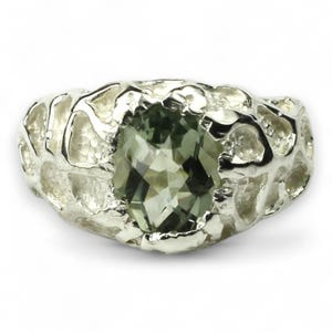 Green Amethyst (Prasiolite), 925 Sterling Silver Men&#39;s Ring, SR168