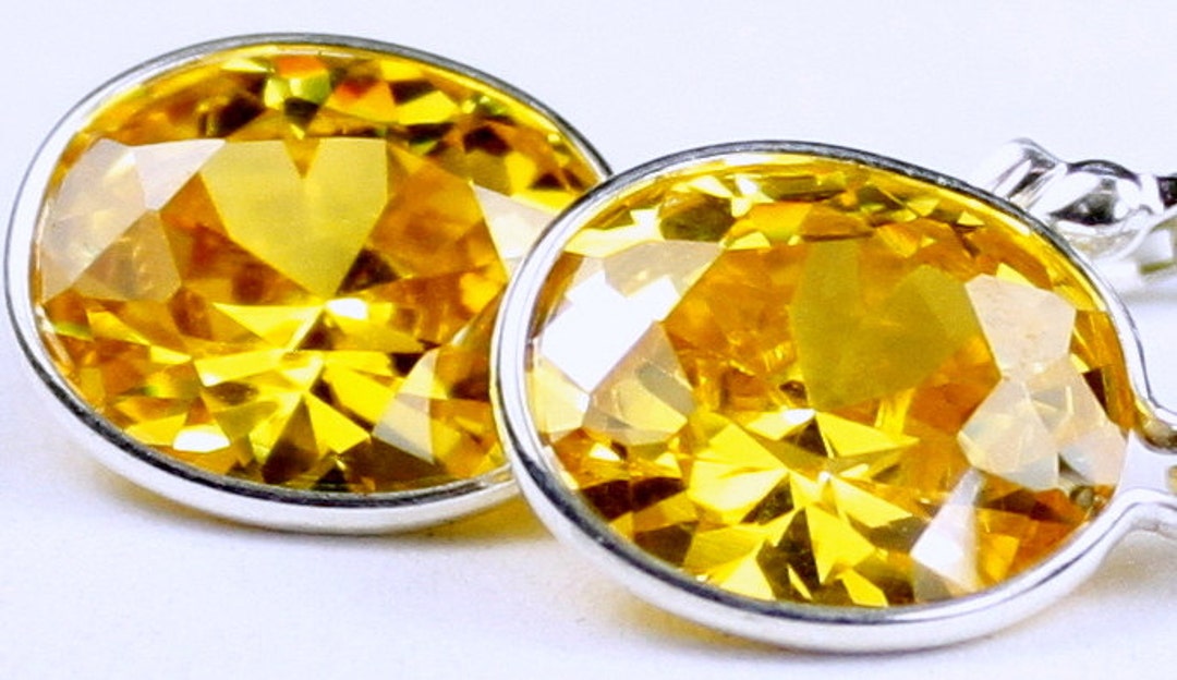 Golden Yellow CZ, 925 Sterling Silver Leverback Earrings, SE201 - Etsy