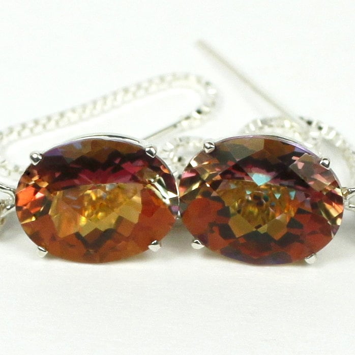 Twilight Fire Topaz, 925 Sterling Silver Threader Earrings, SE103