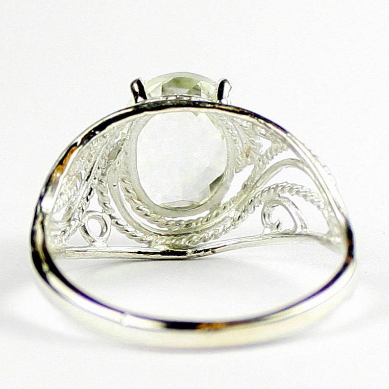 SR083 925 Sterling Silver Ladies Ring Green Amethyst