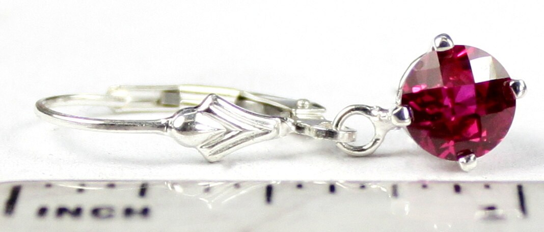 Rubyページ Created Ruby, 925 Sterling Silver Leverback Earrings, SE017