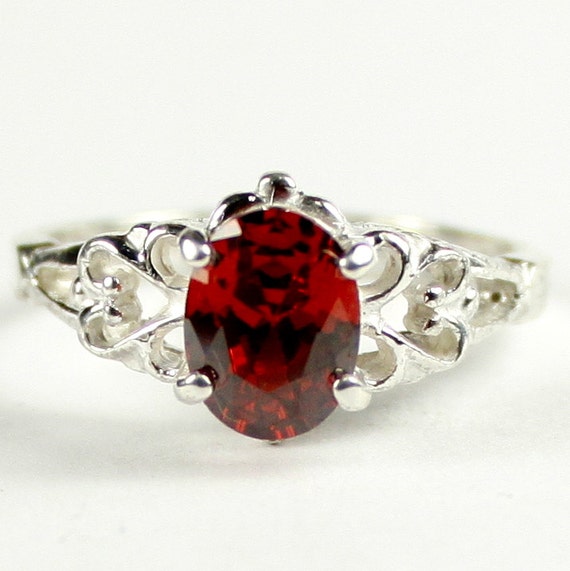 Garnet CZ , 925 Sterling Silver Ring, SR302 - Etsy