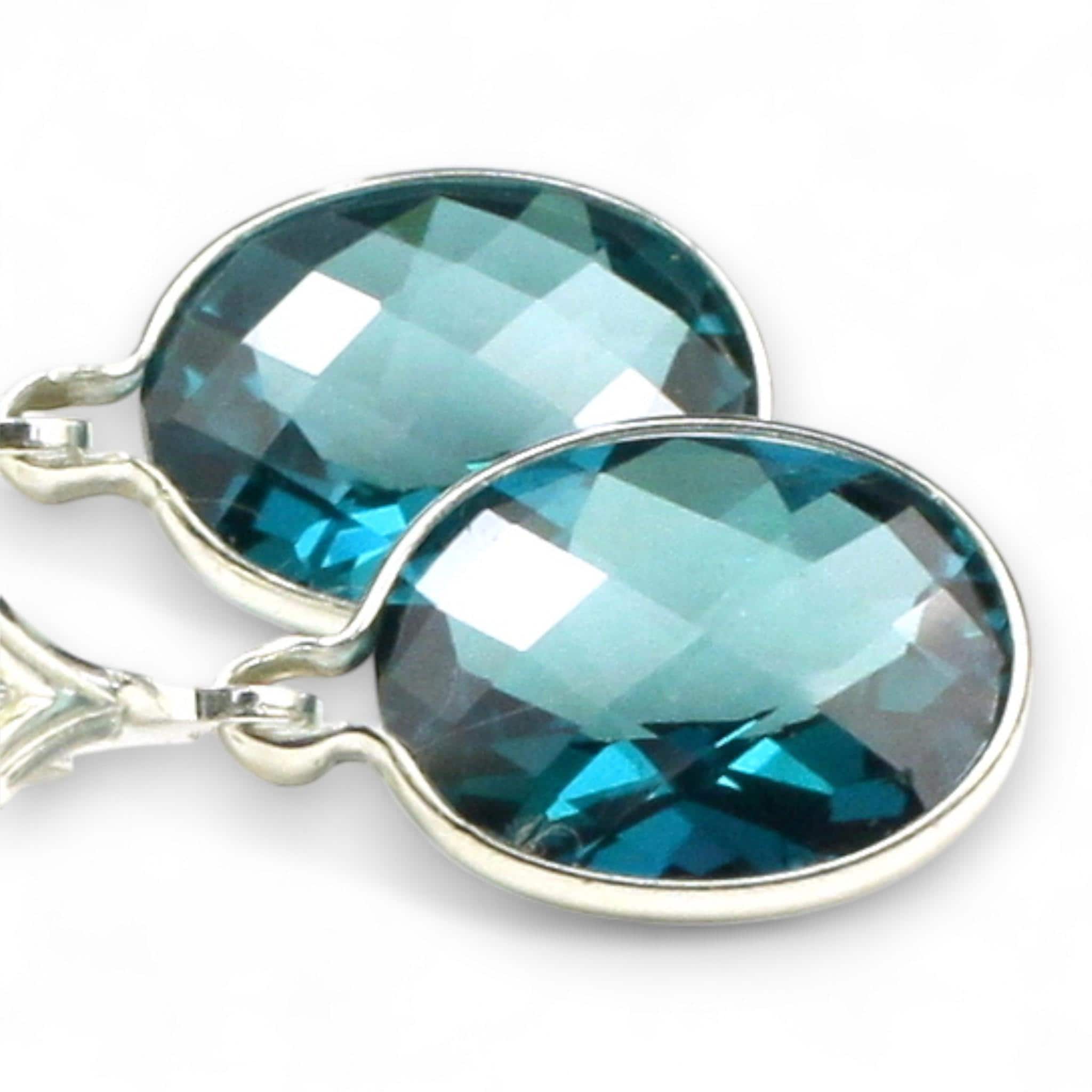 Pendientes De Topacio Azul Londres Rellenos De Oro De 14 Quilates