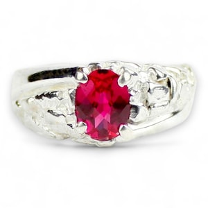 Ruby, 925 Sterling Silver Men's Ring, SR368