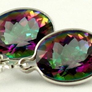 Mystic Fire Topaz, kolczyki z dźwignią ze srebra próby 925, SE101