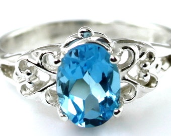 Swiss Blue Topaz, 925 Sterling Silver Ring, SR302