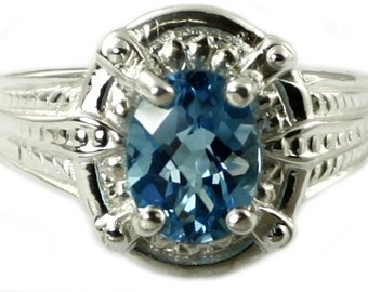 Swiss Blue Topaz, Sterling Silver Ring, SR284