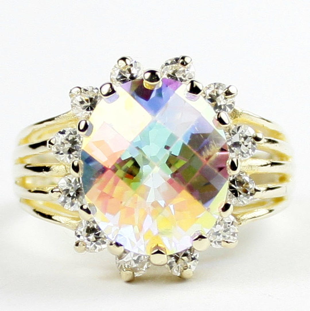 セブンテン　MAGIC GEM Mystic Fire® Green Topaz 10k Yellow Gold Ring 4.85ctw