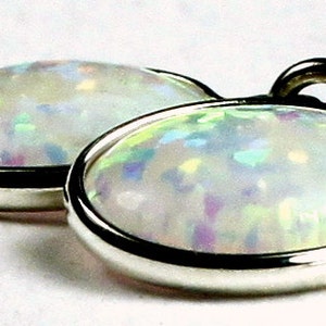 Created White Opal, 925 Sterling Silver Threader Earrings, SE005