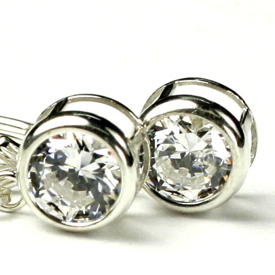 Cubic Zirconia CZ 925 Sterling Silver Leverback Earrings SE018 Etsy Canada