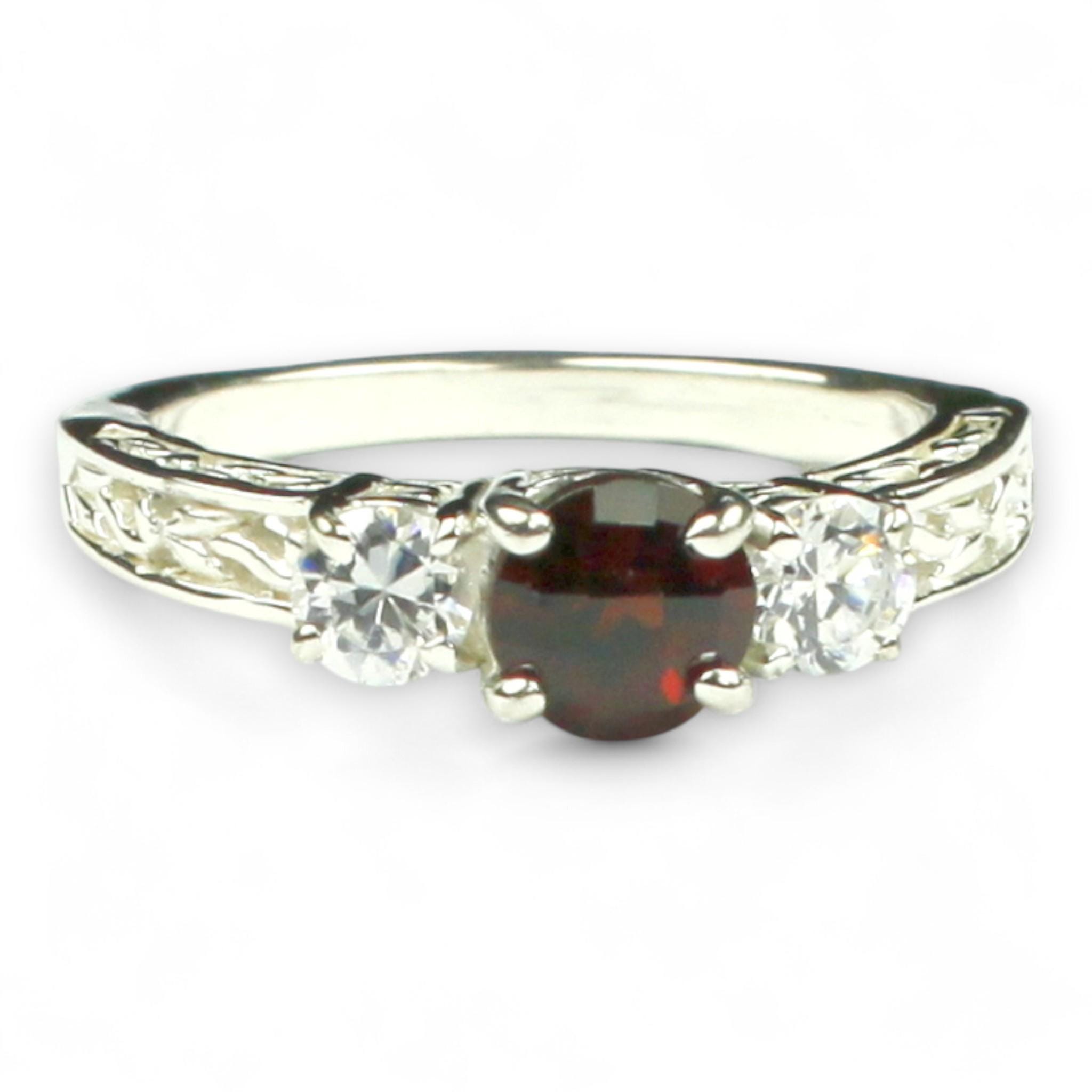 Anello Argento 925 Con Granato Mozambico Naturale - Fatto A Mano - Ideale San Valentino