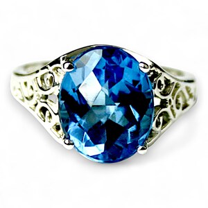 Anello da donna in argento sterling 925 con topazio blu svizzero, SR057
