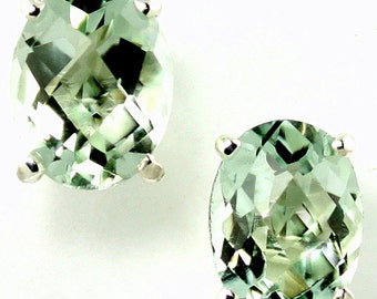 Green Amethyst, 925 Sterling Silver Post Earrings, SE002