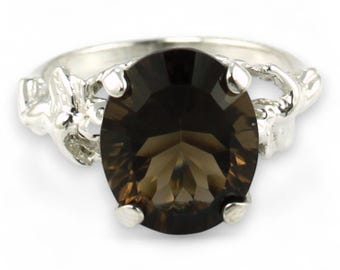 Smoky Quartz, 925 Sterling Silver Angel Ring, SR154