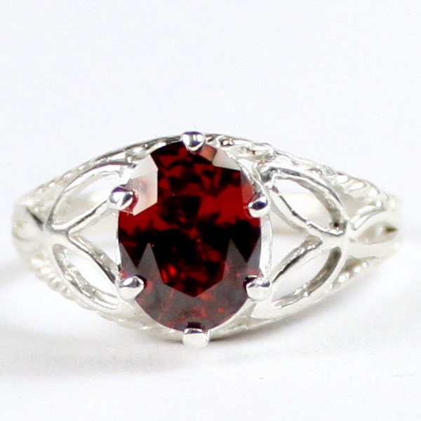 Garnet CZ, 925 Sterling Silver Ring, SR137