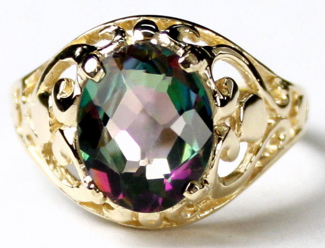 Mystic Fire Topaz, 14KY Gold Ring, R004 Etsy